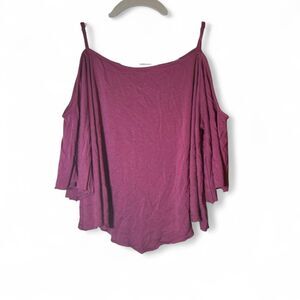 American Eagle Burgundy Cold Shoulder Top Size M
